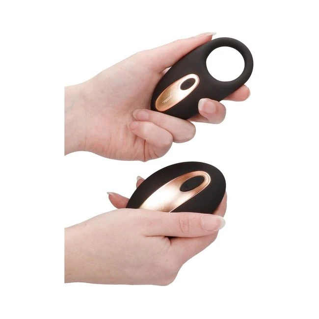Elegance Dual Poise Vibrating Cock Ring & Remote Black - Fabric & Feel