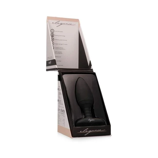 Elegance Heating Rechargeable Butt Plug - Black - Shape & Comfort