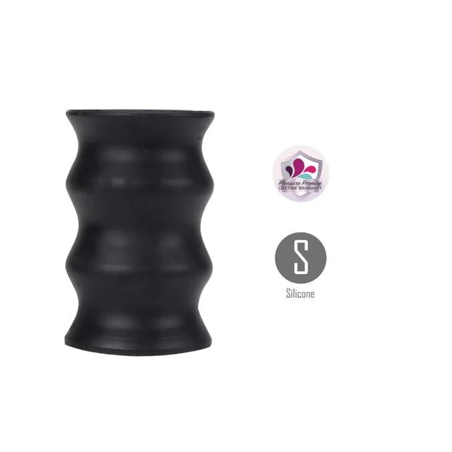 Eli Liquid Silicone Stroker 4in Black - Nubby Interior and Textured Exterior