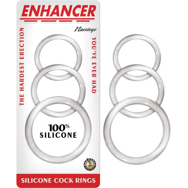 Enhancer Silicone Cockrings Clear - Three Sizes, One Clear Set