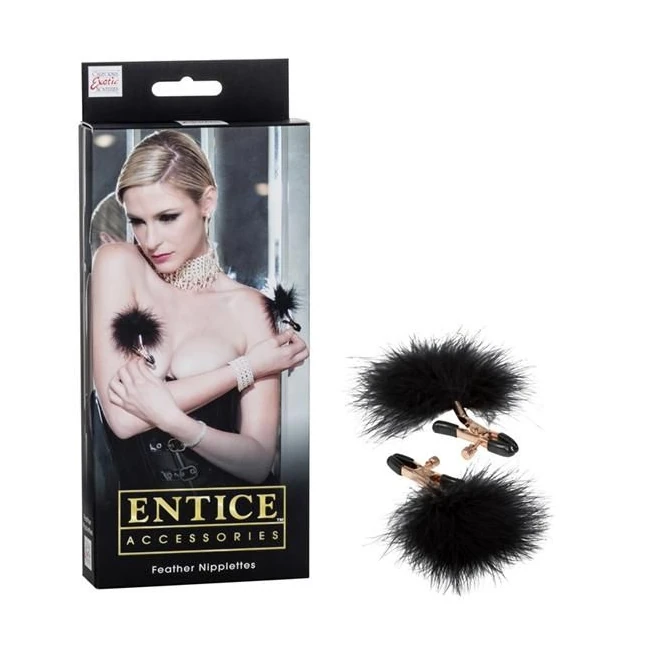 Entice Feather Nipplettes Nipple Clamps Black - Overview