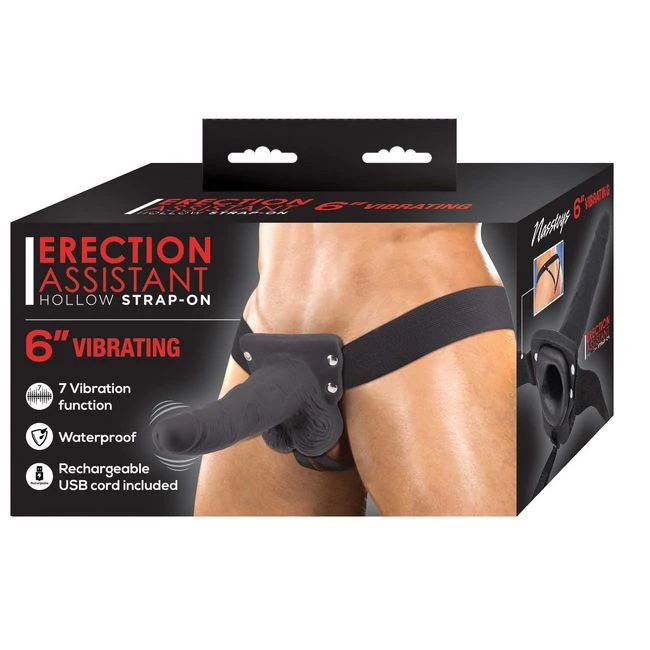 ERECTION ASSISTANT HOLLOW STRAP-ON 6 VIBRATING - Material Feel