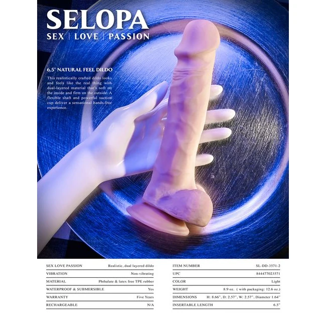 Evolved 6.5 in Natural Feel Dildo - Usage & Care