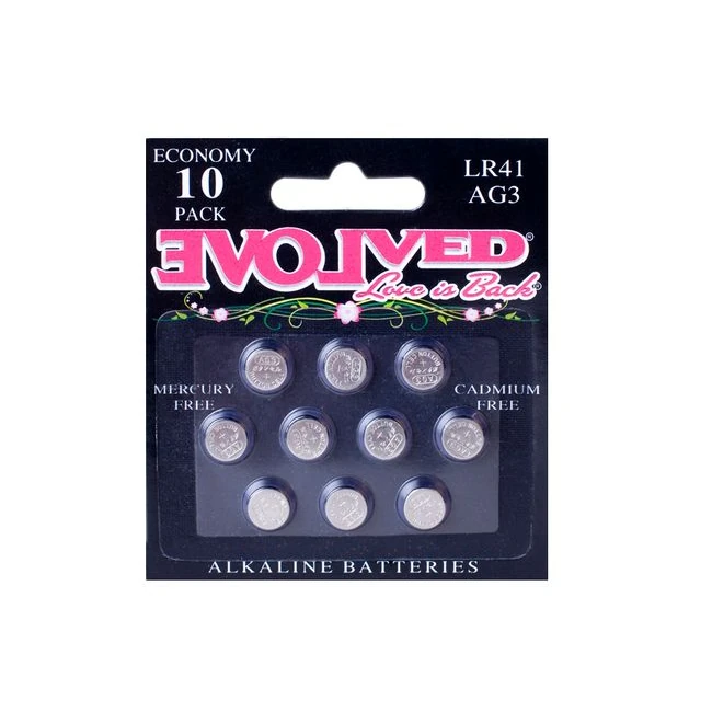 Evolved Lr-44 Battery 10pk - Ten Alkaline Cells Sized for AG13 and LR44 Devices