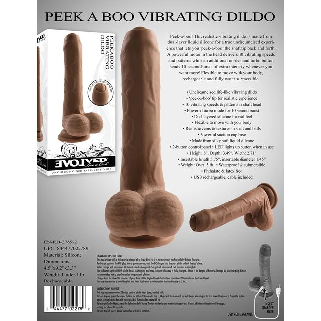 Evolved Peek a Boo Vibrating Dildo Dark - Power & Performance