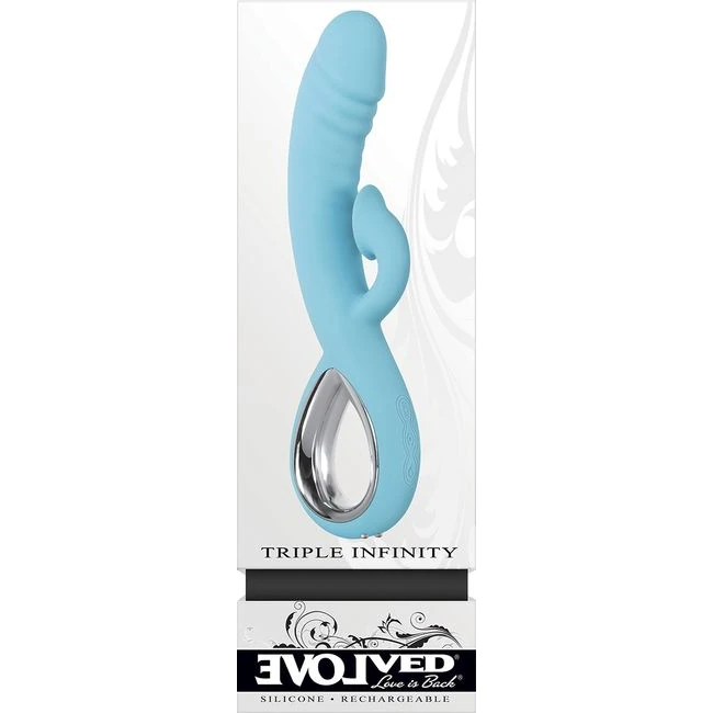 Evolved Triple Infinity Vibrator W/ Suction Blue - Vibration Modes