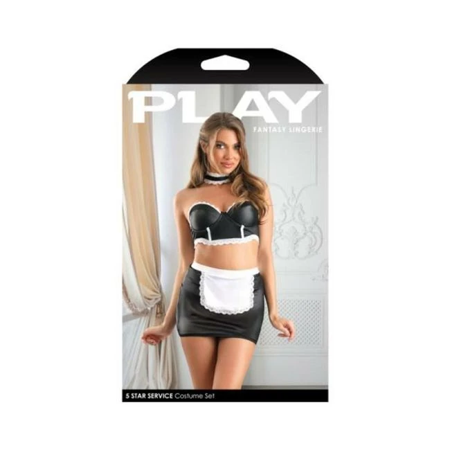 Fantasy Lingerie Play 5-star Service Wetlook Bustier, Adjustable Open Back Spanking Skirt, G-string - Fabric & Feel