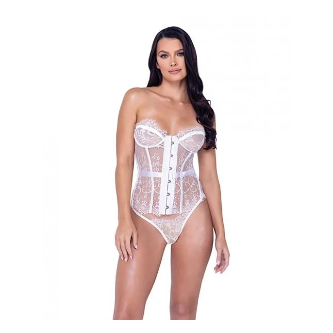 Fantasy Scalloped Eyelash Lace Bustier & Thong - Fit & Sizing