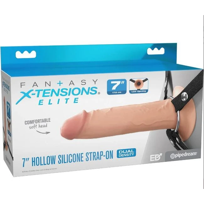 FANTASY X-TENSIONS ELITE 7IN SILICONE HOLLOW STRAP-ON DUAL DENSITY - Shape & Texture