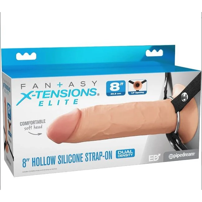 FANTASY X-TENSIONS ELITE 8IN SILICONE HOLLOW STRAP-ON DUAL DENSITY - Shape & Texture