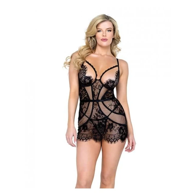 Femme Fatale Scalloped Eyelash Lace & Mesh Chemise & Thong Black - What Is the Femme Fatale Scalloped Eyelash Lace & Mesh Chemise & Thong Black?