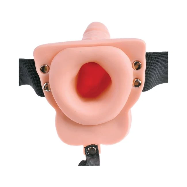 Fetish Fantasy 6in Hollow Rechargeable Strap-on with Remote, Flesh - Shape & Texture