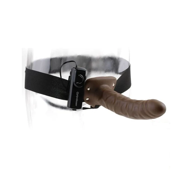 Fetish Fantasy 8in Hollow Strap on Brown Vibrating - Material Feel & Construction