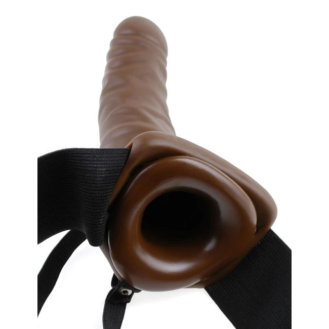 Fetish Fantasy 8in Hollow Strap on Brown Vibrating - Features & Specifications