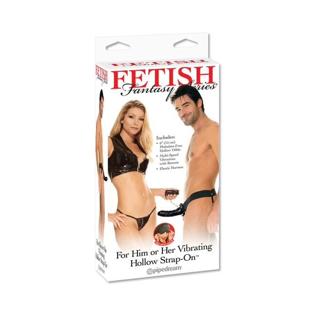 Fetish Fantasy for Him or Her Vibrating Hollow Strap-on Purple - Shape &amp; Texture