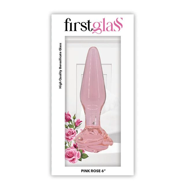 First Glass Rose Butt Plug - Borosilicate Glass That Holds Temperature