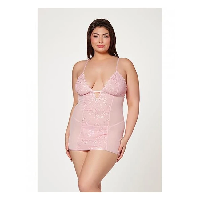 Floral Mesh Chemise & G-string Pink 1x/2x - Fabric & Feel