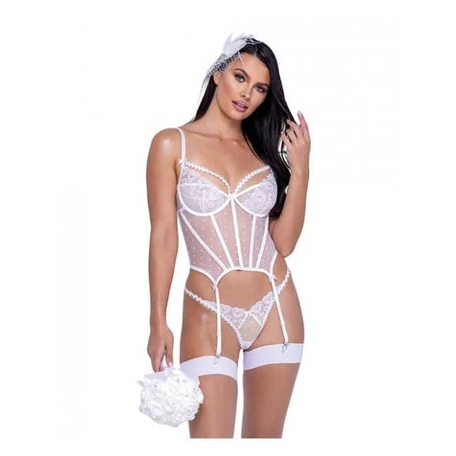 Forever Yours Embroidered Bustier & Thong - Fabric & Feel