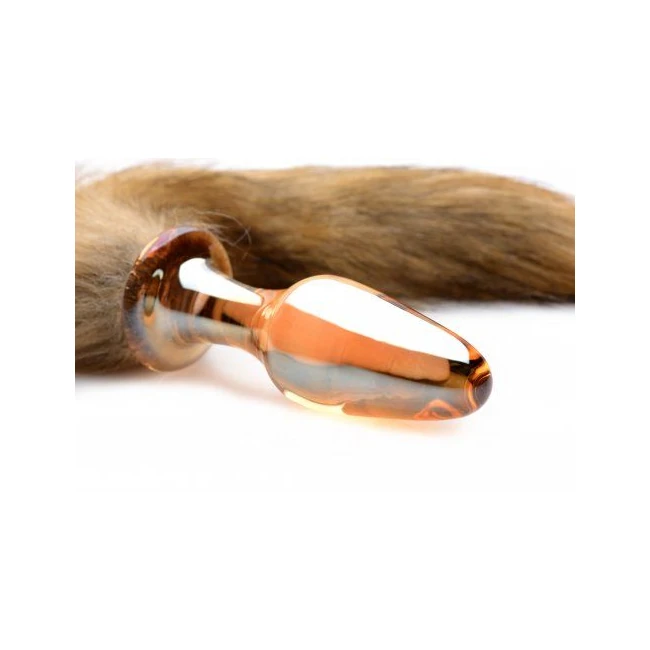 Frisky Orange Glass Butt Plug W/fox Tail - Material & Safety