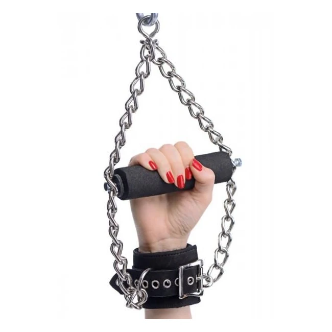 Fur Lined Nubuck Leather Suspension Cuffs with Grip - Hardware & Fasteners