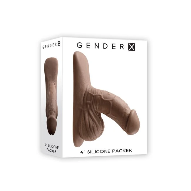 Gender X 4in Silicone Packer Dark - Shape & Texture