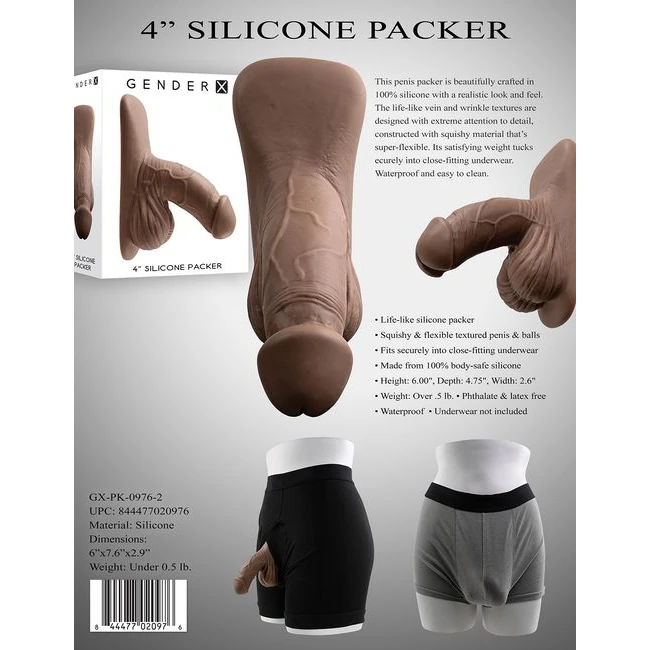Gender X 4in Silicone Packer Dark - Size & Fit