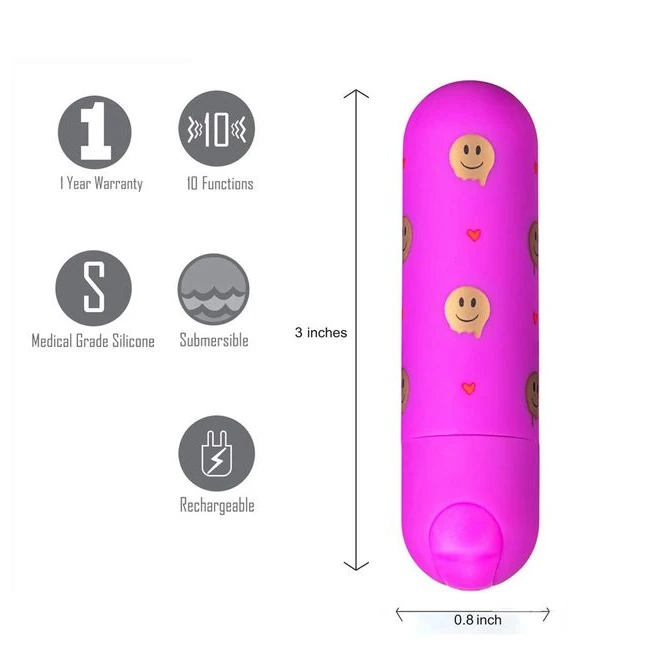 Giggly Super Charged Mini Bullet W/ Smiley Face Pattern - Giggly Super Charged Mini Bullet with Smiley Face Pattern