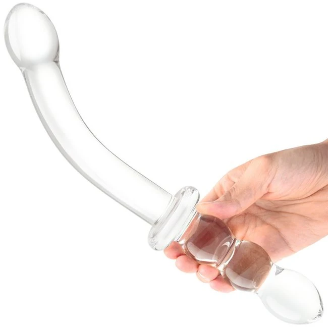 Glas 12in Girthy Ribbed G-spot Glass Dildo W/ Handle Grip - Specifications