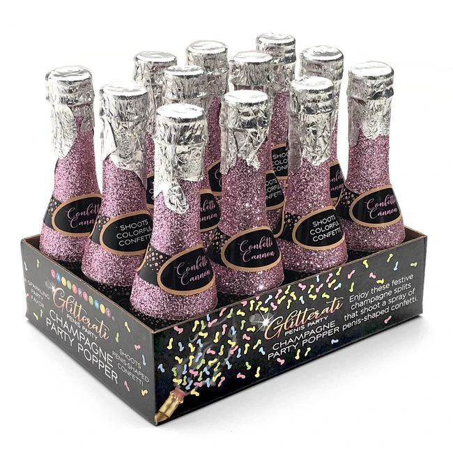 Glitterati Champagne Confetti Poppers 12pc Display - What Stands Out