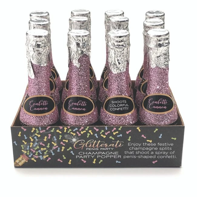 Glitterati Champagne Confetti Poppers 12pc Display - Design &amp; Build