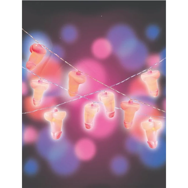 Glitterati Penis String Lights - Twenty Bulbs Stretched Over More Than Fourteen Feet