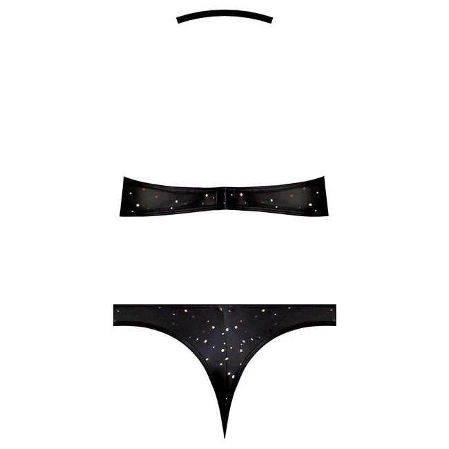 Glitz & Glam Halter Bralette & Panty Black S/m - Design Details