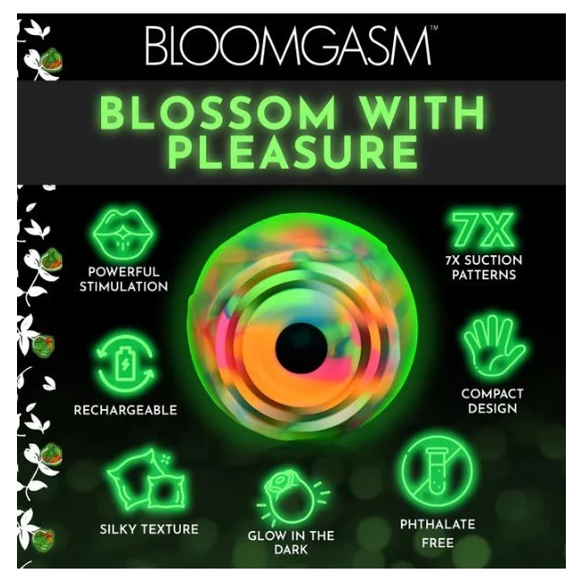 Glow Rose Glow-in-the-dark Clit Stimulator - Vibration Modes and Suction Features