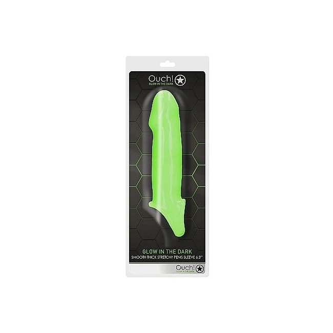 Glow Smooth Stretchy Penis Sleeve Glow in the Dark - Internal Texture for Maximum Stimulation