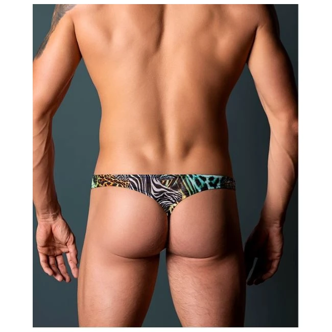 Go Wild! Thong w/ Rings - Animal Print Stretch Fabric