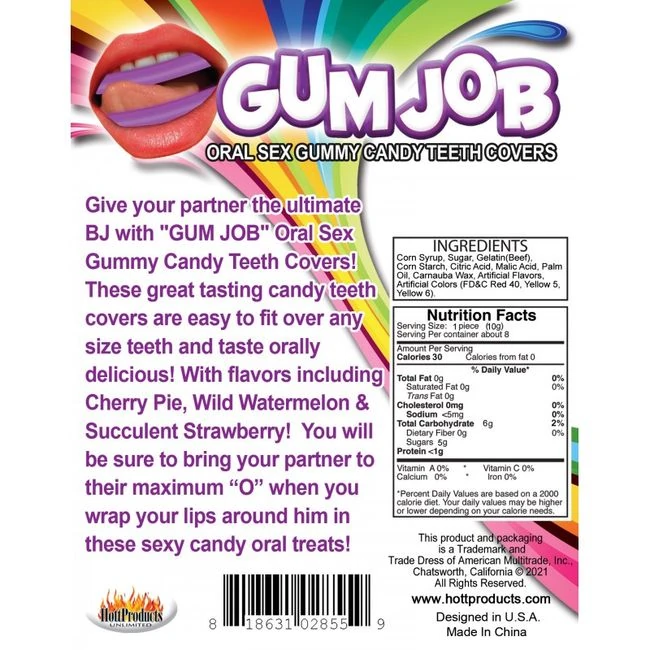 Gum Job Oral Sex Candy Teeth Covers 6 Pack - Soft Gummy Construction