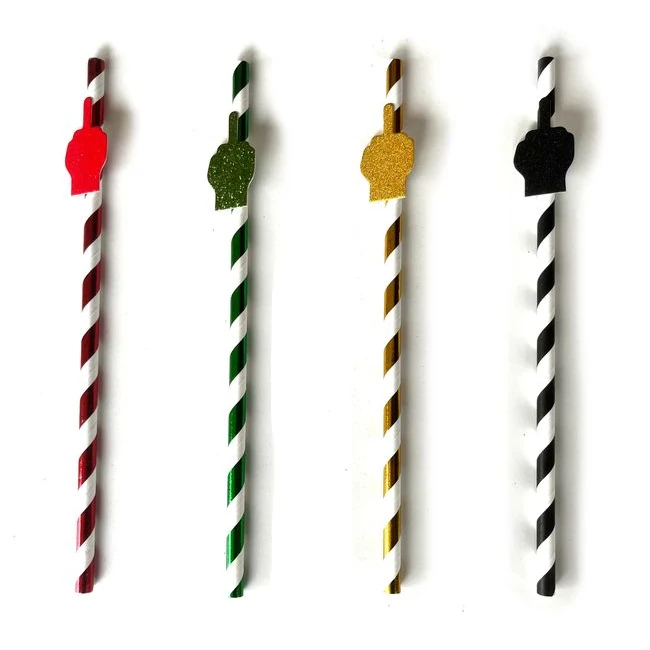 Happy F*ing Birthday Tall Party Straws - Eight Tall Straws, Each About 8 Inches Long