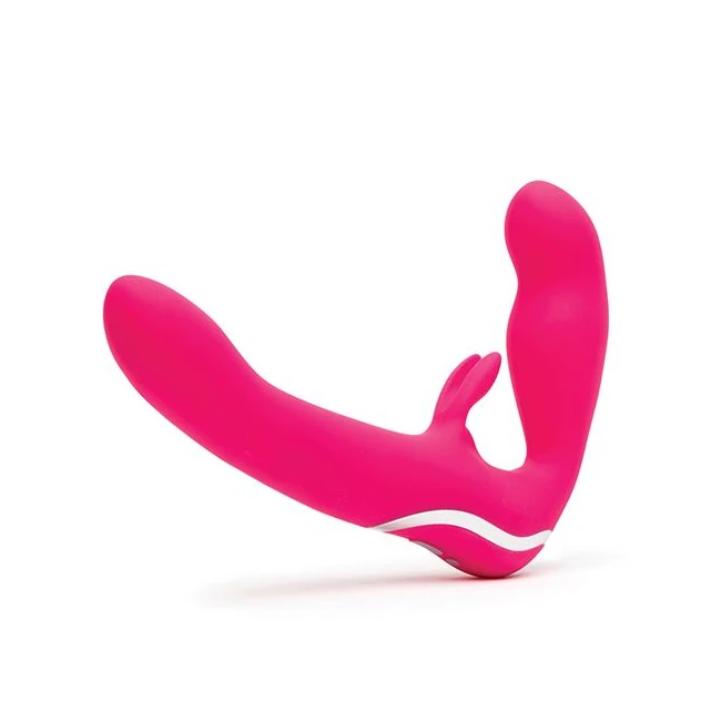 Happy Rabbit Rechargeable Pink Vibrating Strapless Strap on - Experience Deep Connection with the Happy Rabbit Rechargeable Pink Vibrating Strapless Strap-On