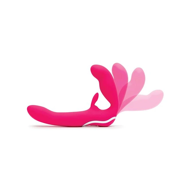 Happy Rabbit Rechargeable Pink Vibrating Strapless Strap on - Vibration Modes and Stimulation