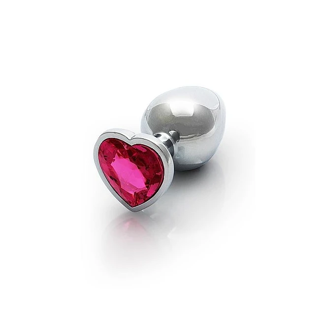 Heart Gem Butt Plug Silver Rubellite Pink - by SHOTS AMERICA