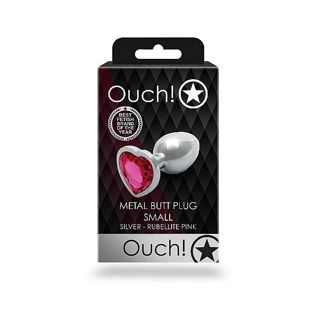 Heart Gem Butt Plug Silver Rubellite Pink - Jewel Base, Weight and Waterproof Build
