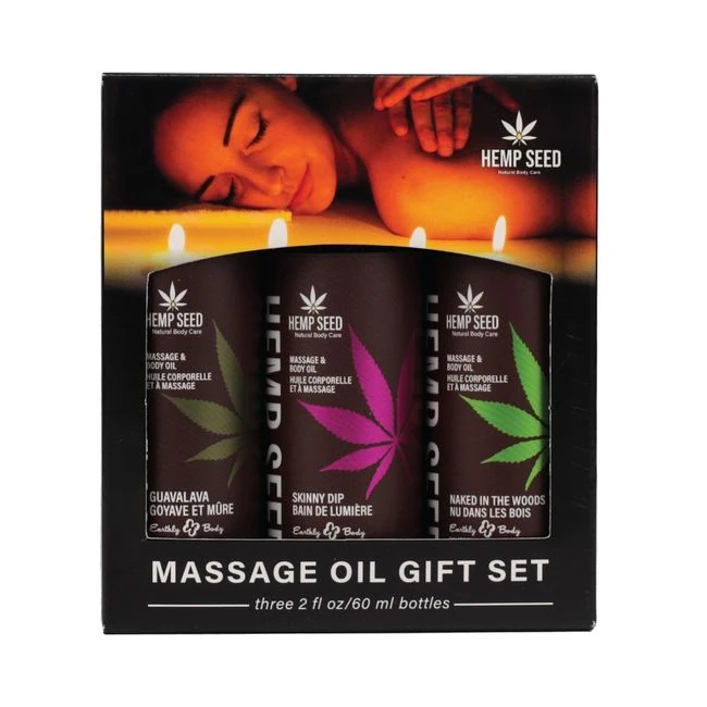 Hemp Seed Massage Oil Trio Gift Set - Enhance Your Massage Experience with Nourishing Oils