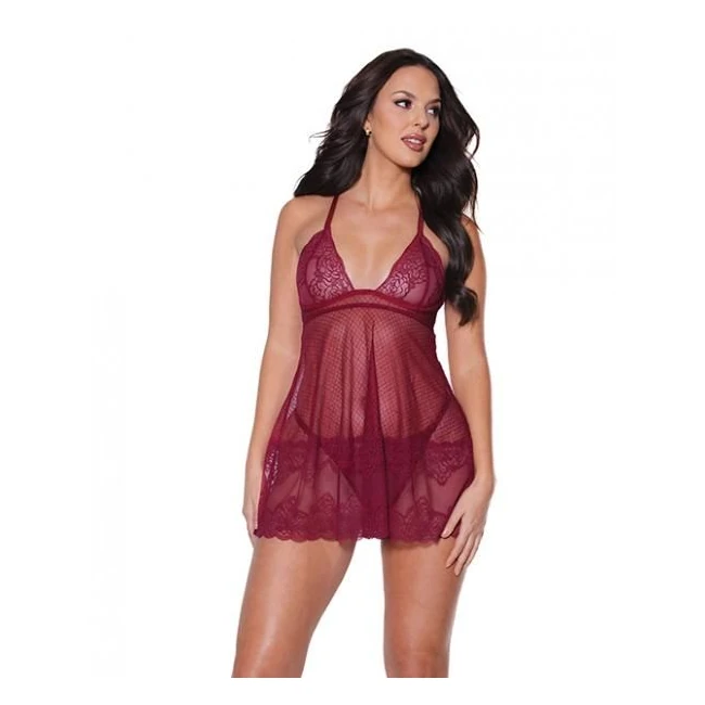 Holiday Soft Underwire Babydoll & Thong Merlot - Fabric & Feel