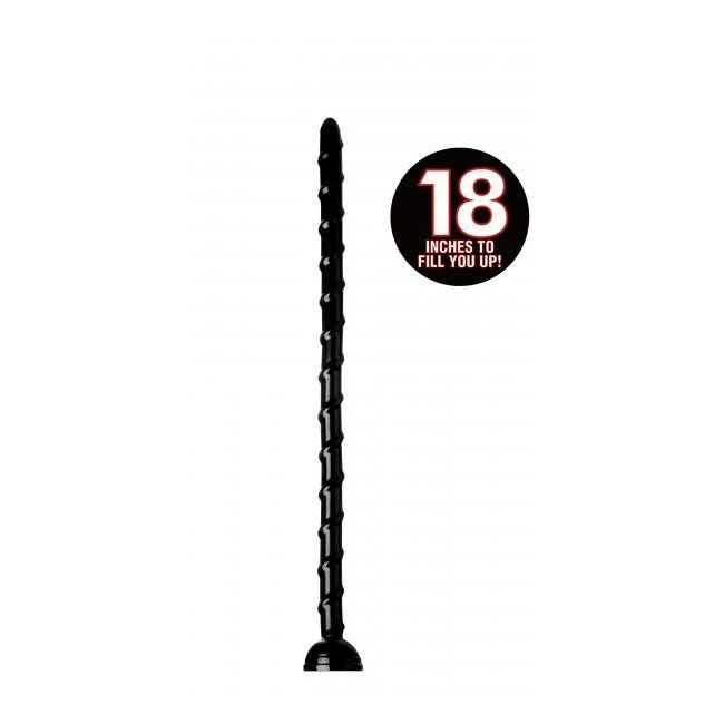 Hosed 18 Inches Swirl Thin Anal Snake Black - Shape & Texture
