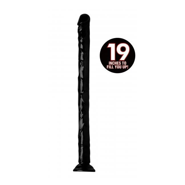 Hosed 19 Inches Realistic Anal Dildo Black - Shape & Texture