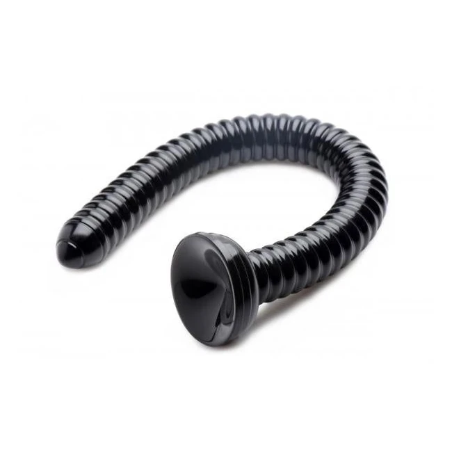 Hosed 19 Inches Ribbed Anal Snake Black Probe - Shape & Comfort