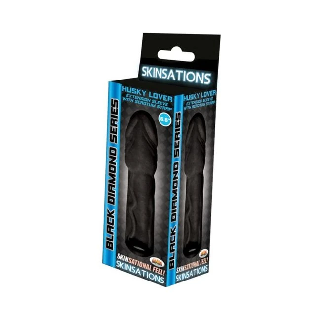 Husky Lover Extension Sleeve Scrotum Strap Black 6.5 Inches - Grip & Control