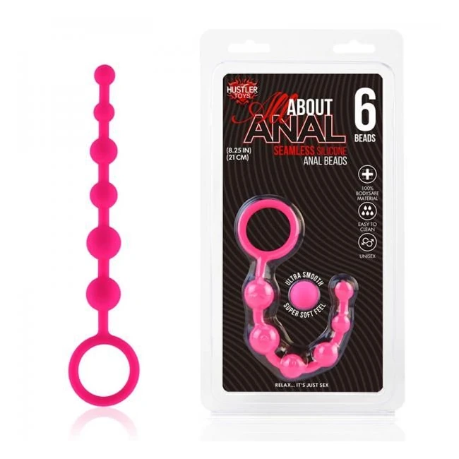 Hustler Anal Beads 6 Balls Pink Silicone - Shape & Comfort