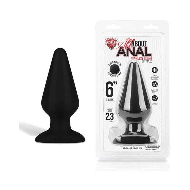 Hustler Anal Silicone Butt Plug 6 Inches Black - Shape & Comfort