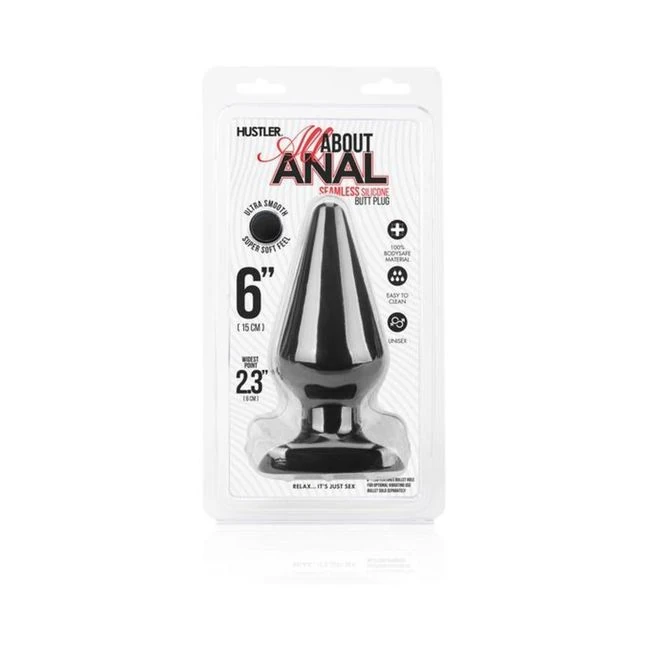 Hustler Anal Silicone Butt Plug 6 Inches Black - Material & Safety